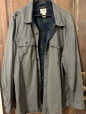 L.L. Bean Men's Gray Button-Front Utility Jacket